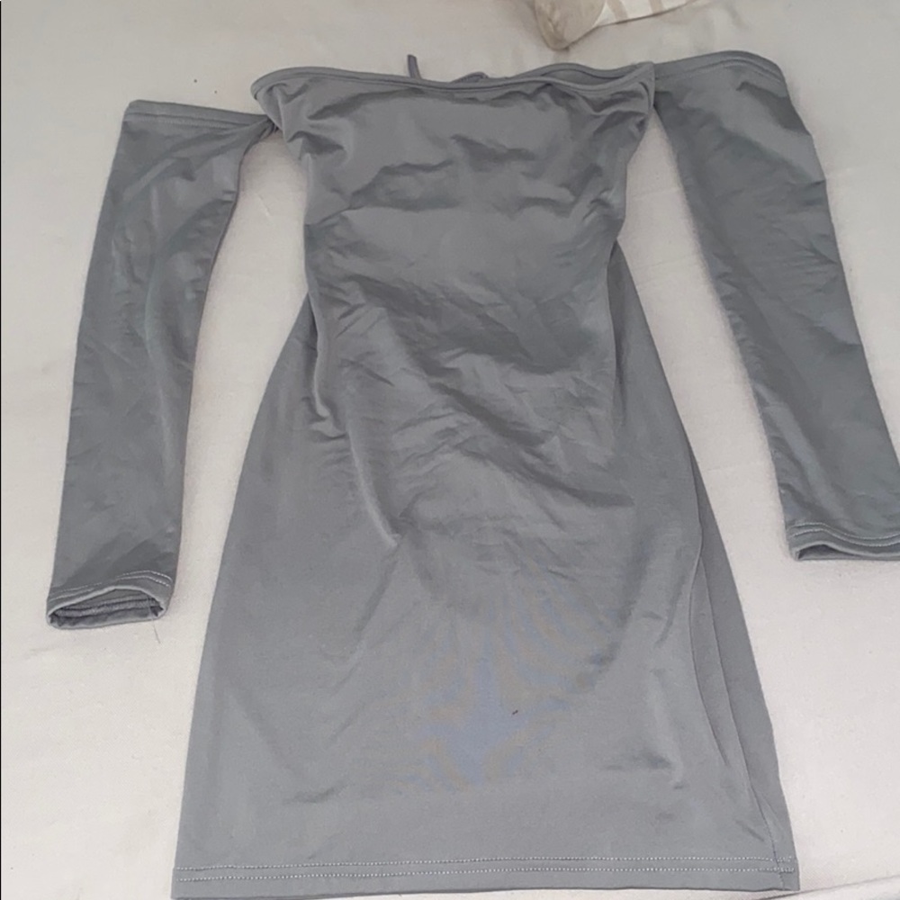 Grey Mini Dress w/lace up back